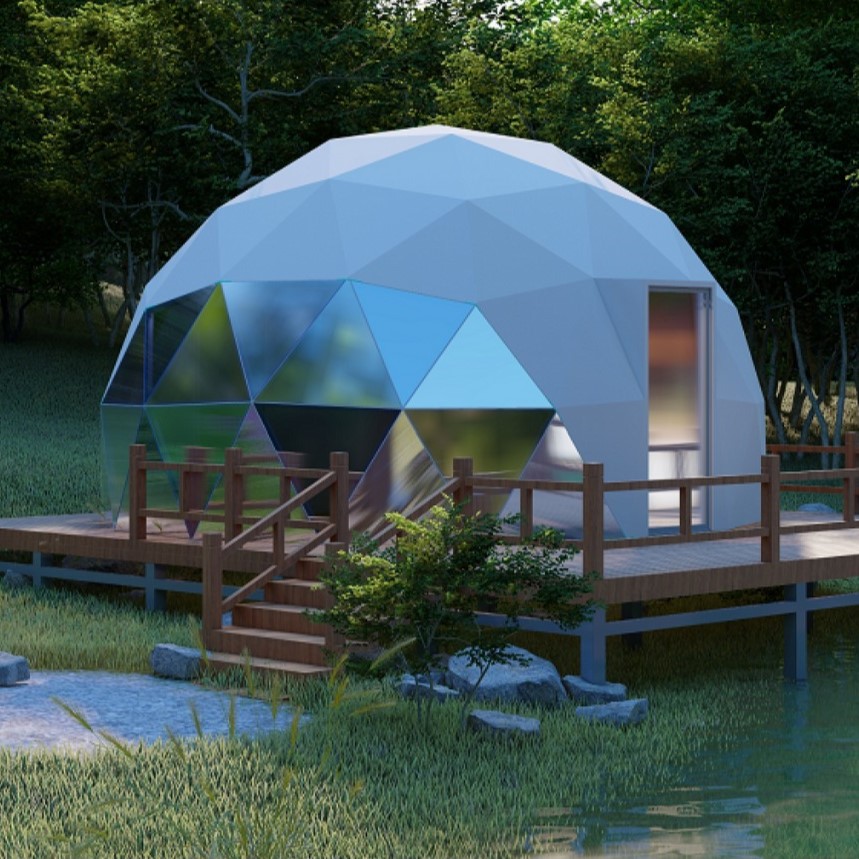 PVC And Glass Geodesic Dome Tent