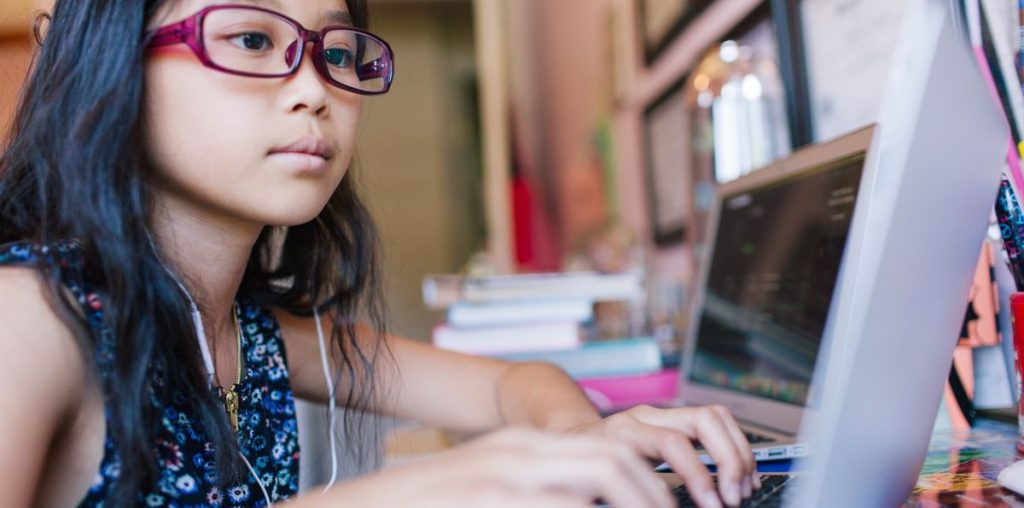 A child using a computer.