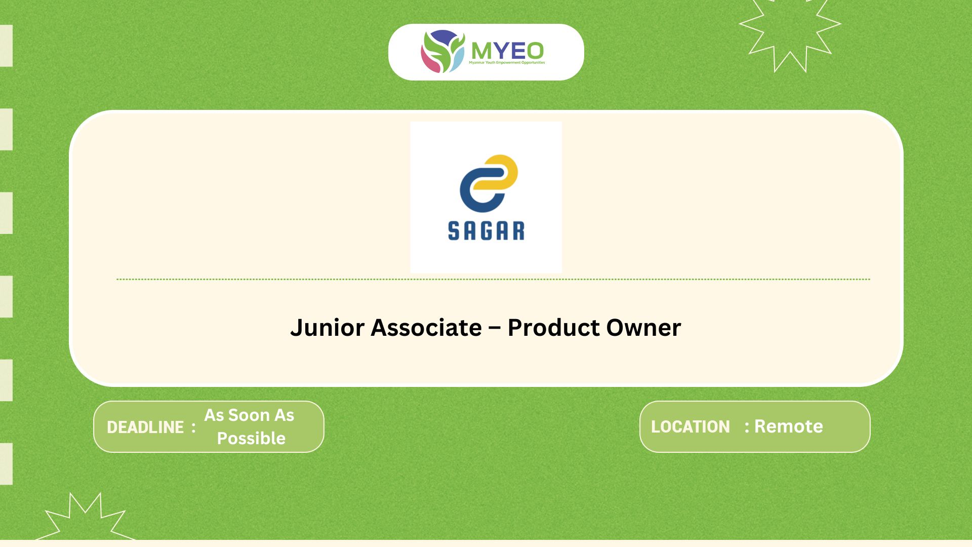 Job Vacancy Announcement – Junior Product Owner (Remote)