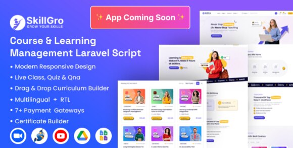 SkillGro v1.7.0 – Course & Learning Management System Laravel Script (LMS) PHP Script